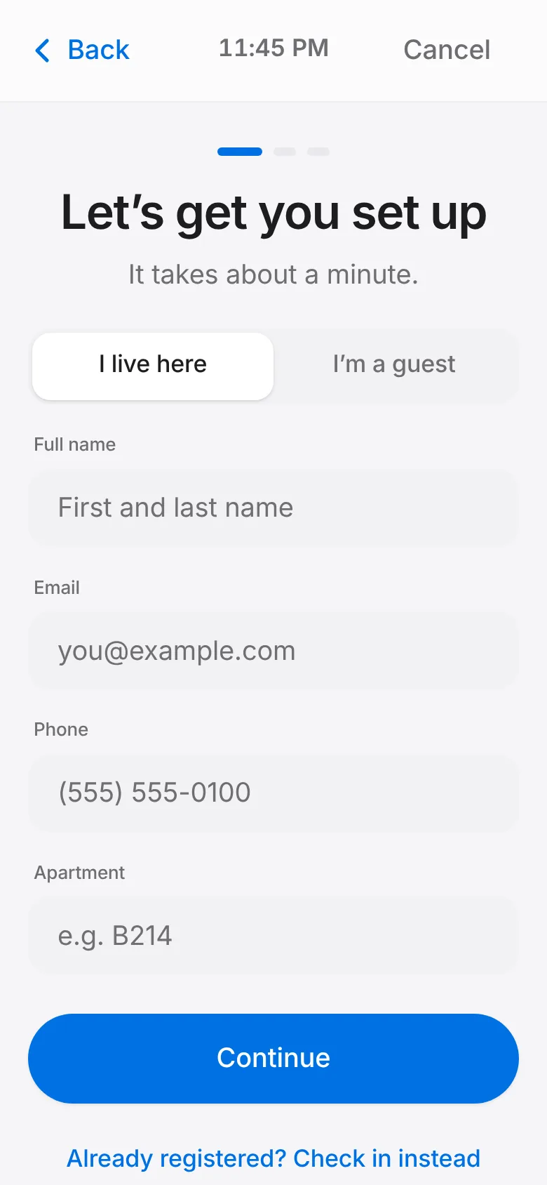 CoreFitness: First time here? Tap I’m new, enter your details, take a photo and sign the waiver on screen.